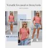 imageBlooming Jelly Womens Lace Short Sleeve Shirts Dressy Business Casual Summer Tops Ladies Pleated Spring Blouses 2025Coral