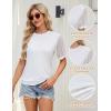 imageBlooming Jelly Womens Lace Short Sleeve Shirts Dressy Business Casual Summer Tops Ladies Pleated Spring Blouses 2025White