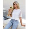 imageBlooming Jelly Womens Lace Short Sleeve Shirts Dressy Business Casual Summer Tops Ladies Pleated Spring Blouses 2025White