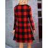 imageBlooming Jelly Womens Plaid Swing Dress Long Sleeve Round Neck Tunic Mini DressBlack and Red