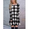 imageBlooming Jelly Womens Plaid Swing Dress Long Sleeve Round Neck Tunic Mini DressPlaid