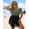 imageBlooming Jelly Womens Plus Size Swimsuit One Piece Tummy Control Bathing Suit Modest Curvy Cute Swim Dress Ladies SwimwearArmy Green  Black