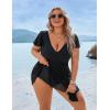 imageBlooming Jelly Womens Plus Size Swimsuit One Piece Tummy Control Bathing Suit Modest Curvy Cute Swim Dress Ladies SwimwearBlack