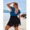 imageBlooming Jelly Womens Plus Size Swimsuit One Piece Tummy Control Bathing Suit Modest Curvy Cute Swim Dress Ladies SwimwearBlue  Black
