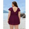 imageBlooming Jelly Womens Plus Size Swimsuit One Piece Tummy Control Bathing Suit Modest Curvy Cute Swim Dress Ladies SwimwearBurgundy