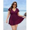 imageBlooming Jelly Womens Plus Size Swimsuit One Piece Tummy Control Bathing Suit Modest Curvy Cute Swim Dress Ladies SwimwearBurgundy