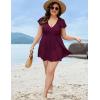 imageBlooming Jelly Womens Plus Size Swimsuit One Piece Tummy Control Bathing Suit Modest Curvy Cute Swim Dress Ladies SwimwearBurgundy