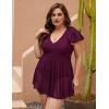 imageBlooming Jelly Womens Plus Size Swimsuit One Piece Tummy Control Bathing Suit Modest Curvy Cute Swim Dress Ladies SwimwearBurgundy