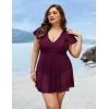 imageBlooming Jelly Womens Plus Size Swimsuit One Piece Tummy Control Bathing Suit Modest Curvy Cute Swim Dress Ladies SwimwearBurgundy