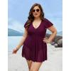 imageBlooming Jelly Womens Plus Size Swimsuit One Piece Tummy Control Bathing Suit Modest Curvy Cute Swim Dress Ladies SwimwearBurgundy