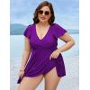 imageBlooming Jelly Womens Plus Size Swimsuit One Piece Tummy Control Bathing Suit Modest Curvy Cute Swim Dress Ladies SwimwearPurple