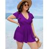 imageBlooming Jelly Womens Plus Size Swimsuit One Piece Tummy Control Bathing Suit Modest Curvy Cute Swim Dress Ladies SwimwearPurple