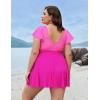 imageBlooming Jelly Womens Plus Size Swimsuit One Piece Tummy Control Bathing Suit Modest Curvy Cute Swim Dress Ladies SwimwearRose Pink