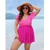 imageBlooming Jelly Womens Plus Size Swimsuit One Piece Tummy Control Bathing Suit Modest Curvy Cute Swim Dress Ladies SwimwearRose Pink