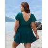 imageBlooming Jelly Womens Plus Size Swimsuit One Piece Tummy Control Bathing Suit Modest Curvy Cute Swim Dress Ladies SwimwearTeal