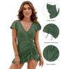 imageBlooming Jelly Womens Tummy Control Swimsuits One Piece Bathing Suit Plus Size Swim Dress Modest Ruffle SwimwearArmy Green