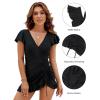 imageBlooming Jelly Womens Tummy Control Swimsuits One Piece Bathing Suit Plus Size Swim Dress Modest Ruffle SwimwearBlack
