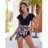 imageBlooming Jelly Womens Tummy Control Swimsuits One Piece Bathing Suit Plus Size Swim Dress Modest Ruffle SwimwearBlack and Floral