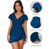 imageBlooming Jelly Womens Tummy Control Swimsuits One Piece Bathing Suit Plus Size Swim Dress Modest Ruffle SwimwearBlue