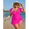 imageBlooming Jelly Womens Tummy Control Swimsuits One Piece Bathing Suit Plus Size Swim Dress Modest Ruffle SwimwearHot Pink
