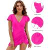 imageBlooming Jelly Womens Tummy Control Swimsuits One Piece Bathing Suit Plus Size Swim Dress Modest Ruffle SwimwearHot Pink