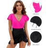 imageBlooming Jelly Womens Tummy Control Swimsuits One Piece Bathing Suit Plus Size Swim Dress Modest Ruffle SwimwearHot Pink and Black