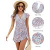 imageBlooming Jelly Womens Tummy Control Swimsuits One Piece Bathing Suit Plus Size Swim Dress Modest Ruffle SwimwearOrange Floral Print