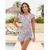 imageBlooming Jelly Womens Tummy Control Swimsuits One Piece Bathing Suit Plus Size Swim Dress Modest Ruffle SwimwearOrange Floral Print