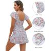 imageBlooming Jelly Womens Tummy Control Swimsuits One Piece Bathing Suit Plus Size Swim Dress Modest Ruffle SwimwearOrange Floral Print