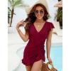 imageBlooming Jelly Womens Tummy Control Swimsuits One Piece Bathing Suit Plus Size Swim Dress Modest Ruffle SwimwearRed