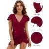imageBlooming Jelly Womens Tummy Control Swimsuits One Piece Bathing Suit Plus Size Swim Dress Modest Ruffle SwimwearRed