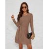imageBlooming Jelly Womens Work Dresses T Shirt Dress Short Sleeve Dress Eyelet Casual Fall Dresses 2023Khaki Long Sleeve