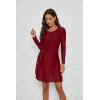 imageBlooming Jelly Womens Work Dresses T Shirt Dress Short Sleeve Dress Eyelet Casual Fall Dresses 2023Wine Red Long Sleeve
