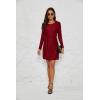 imageBlooming Jelly Womens Work Dresses T Shirt Dress Short Sleeve Dress Eyelet Casual Fall Dresses 2023Wine Red Long Sleeve