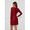 imageBlooming Jelly Womens Work Dresses T Shirt Dress Short Sleeve Dress Eyelet Casual Fall Dresses 2023Wine Red Long Sleeve
