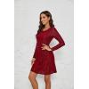 imageBlooming Jelly Womens Work Dresses T Shirt Dress Short Sleeve Dress Eyelet Casual Fall Dresses 2023Wine Red Long Sleeve