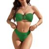 imageBlooming Jelly Womens Bandeau Bikini Sets Sexy Strapless Two Piece Swimsuit Cheeky High Cut Cute Ribbed Ladies Bathing SuitGreen