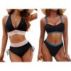 imageBlooming Jelly Womens High Waisted Bikini Sets Color Block Swimsuits Two Piece Bathing Suit M Black