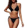 imageBlooming Jelly Womens High Waisted Bikini Sets Two Piece Swimsuit Front Tie Knot Bathing SuitBlack2 Piece