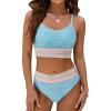 imageBlooming Jelly Womens High Waisted Bikini Sets Two Piece Swimsuit Scoop Neck Textured High Cut Bathing SuitsLight Blue