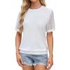 imageBlooming Jelly Womens Lace Short Sleeve Shirts Dressy Business Casual Summer Tops Ladies Pleated Spring Blouses 2025White