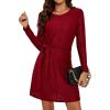 imageBlooming Jelly Womens Work Dresses T Shirt Dress Short Sleeve Dress Eyelet Casual Fall Dresses 2023Wine Red Long Sleeve