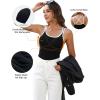 imageBlooming Jelly Women Ribbed Tank Top with Built in Bra Sleeveless Camisole Tops Y2K Spring Summer Cami 2025Black 2