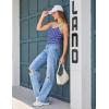 imageBlooming Jelly Women Ribbed Tank Top with Built in Bra Sleeveless Camisole Tops Y2K Spring Summer Cami 2025Blue Yellow