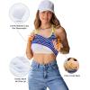 imageBlooming Jelly Women Ribbed Tank Top with Built in Bra Sleeveless Camisole Tops Y2K Spring Summer Cami 2025Blue Yellow