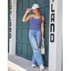 imageBlooming Jelly Women Ribbed Tank Top with Built in Bra Sleeveless Camisole Tops Y2K Spring Summer Cami 2025Blue Yellow