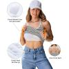 imageBlooming Jelly Women Ribbed Tank Top with Built in Bra Sleeveless Camisole Tops Y2K Spring Summer Cami 2025Grey Striped