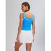 imageBlooming Jelly Women Workout Tank Tops Color Block Athletic Tops Crop Yoga Tops with Built in BraBlue