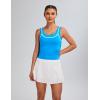 imageBlooming Jelly Women Workout Tank Tops Color Block Athletic Tops Crop Yoga Tops with Built in BraBlue
