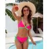 imageBlooming Jelly Womens Bikini Set Two Piece Swimsuit Triangle Top String Mid Rise Bottom Cheeky Bathing SuitHot Pink